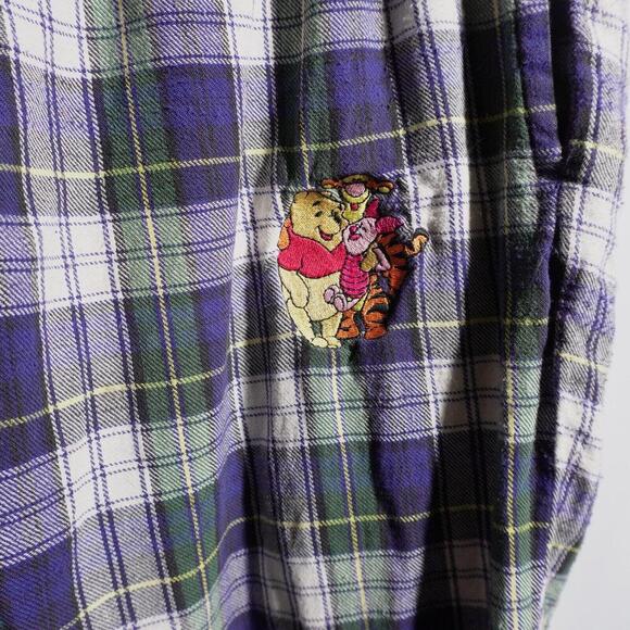 Vintage 90s Tigger Pooh Plaid Pajama Pants VTG 33" Waist M/L Blue Green Disney - Picture 2 of 5